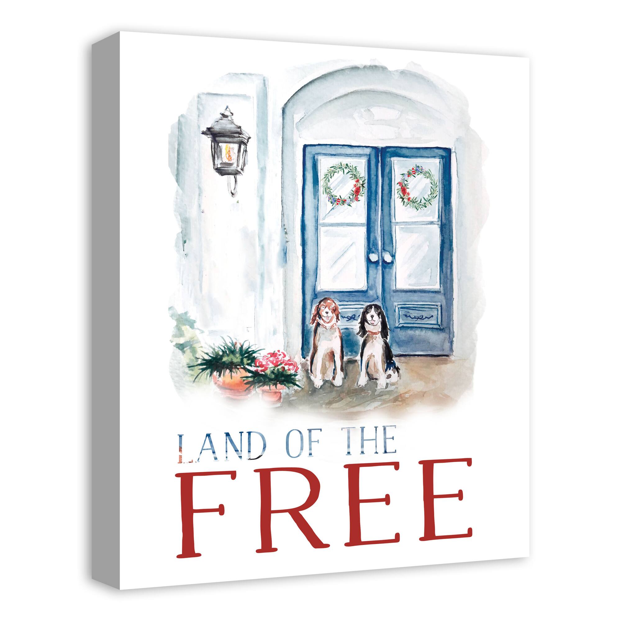 Dogs On A Porch Canvas Wall Art